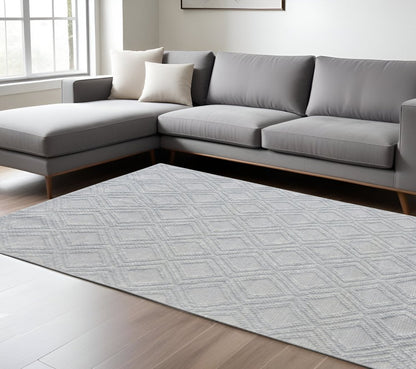 9' X 13' Gray Diamond Lattice Modern Area Rug