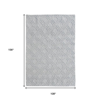 9' X 13' Gray Diamond Lattice Modern Area Rug