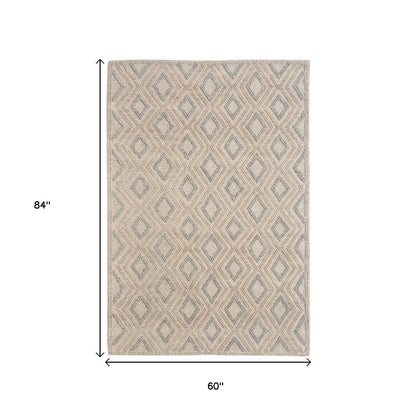 5' X 7' Natural Geometric Handmade Area Rug