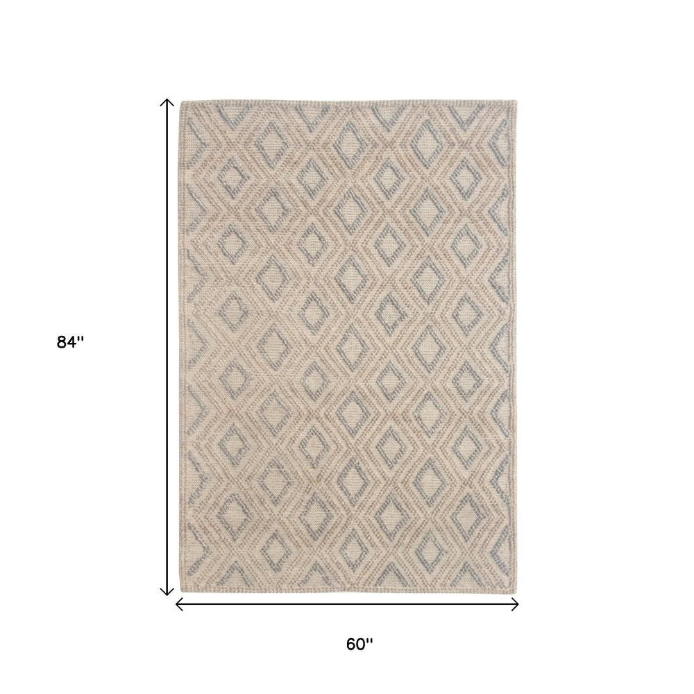 5' X 7' Natural Geometric Handmade Area Rug