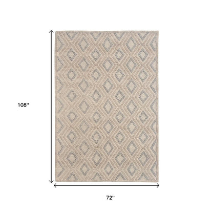 6' X 9' Natural Geometric Handmade Area Rug