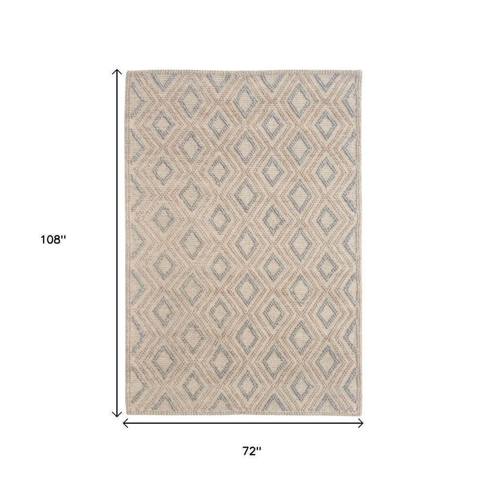 6' X 9' Natural Geometric Handmade Area Rug