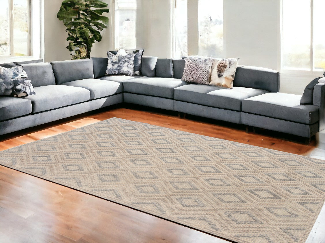 8' X 11' Natural Geometric Handmade Area Rug