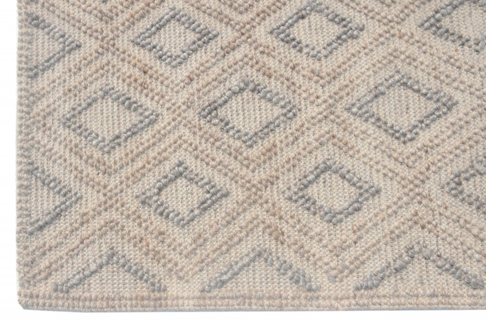 9' X 13' Tan Gray Diamond Lattice Modern Area Rug