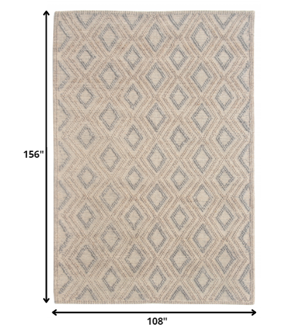 9’ x 13’ Tan Gray Diamond Lattice Modern Area Rug
