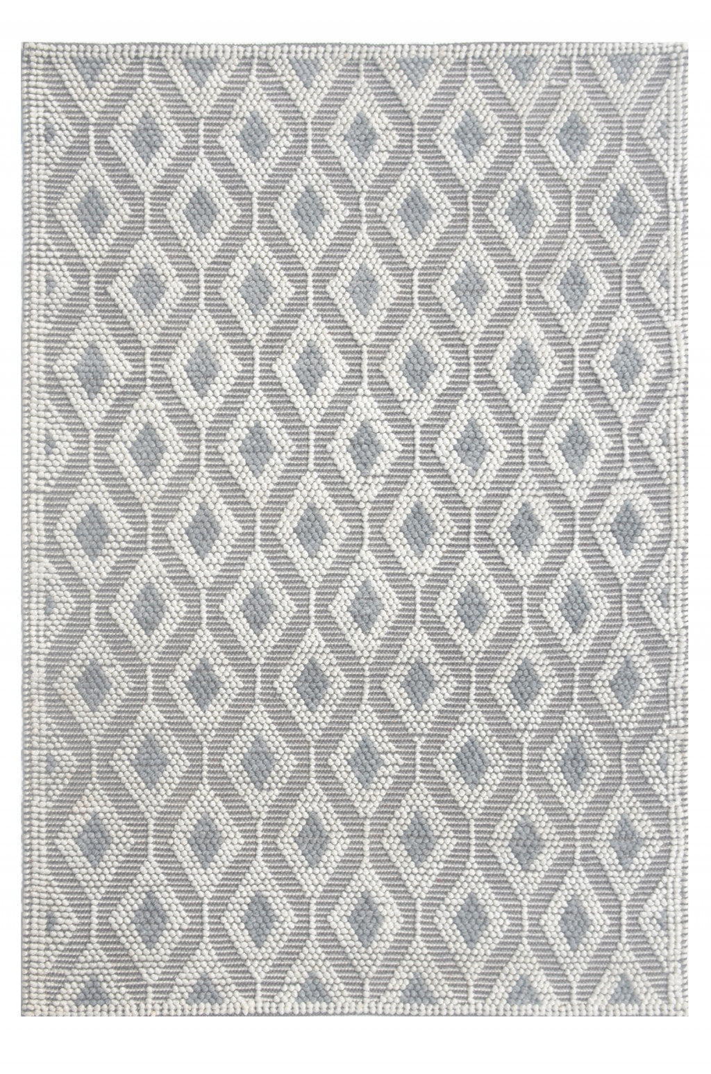 5' X 7' Gray and Ivory Geometric Handmade Area Rug