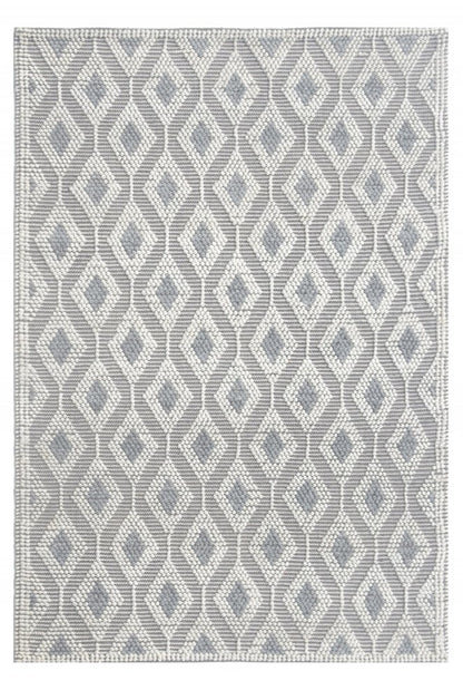 6' X 9' Gray and Ivory Geometric Handmade Area Rug