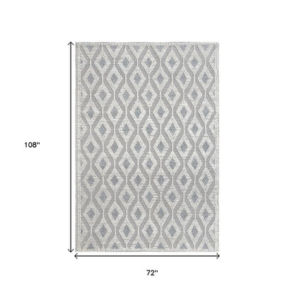 6' X 9' Gray and Ivory Geometric Handmade Area Rug