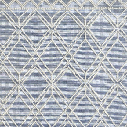 5' X 7' Blue and Ivory Geometric Handmade Area Rug