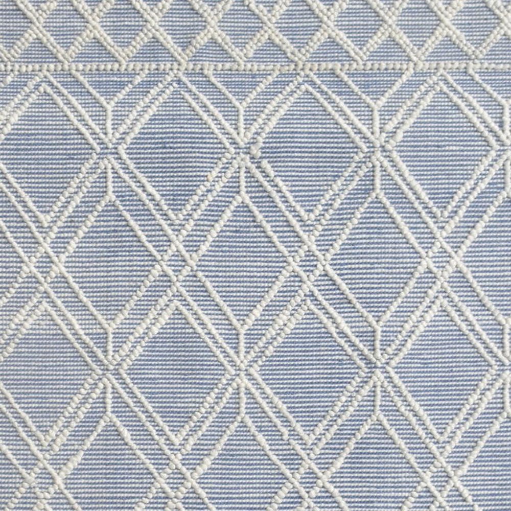 5' X 7' Blue and Ivory Geometric Handmade Area Rug