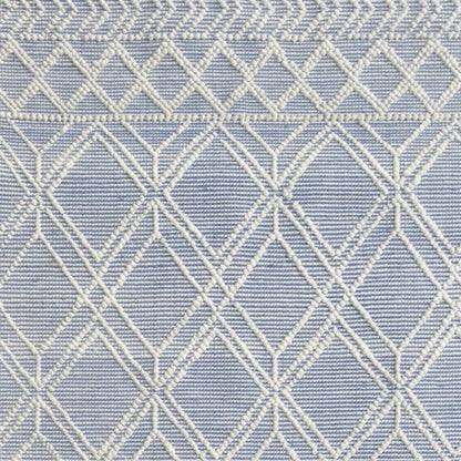 9' X 13' Blue Ivory Tribal Geometric Pattern Area Rug
