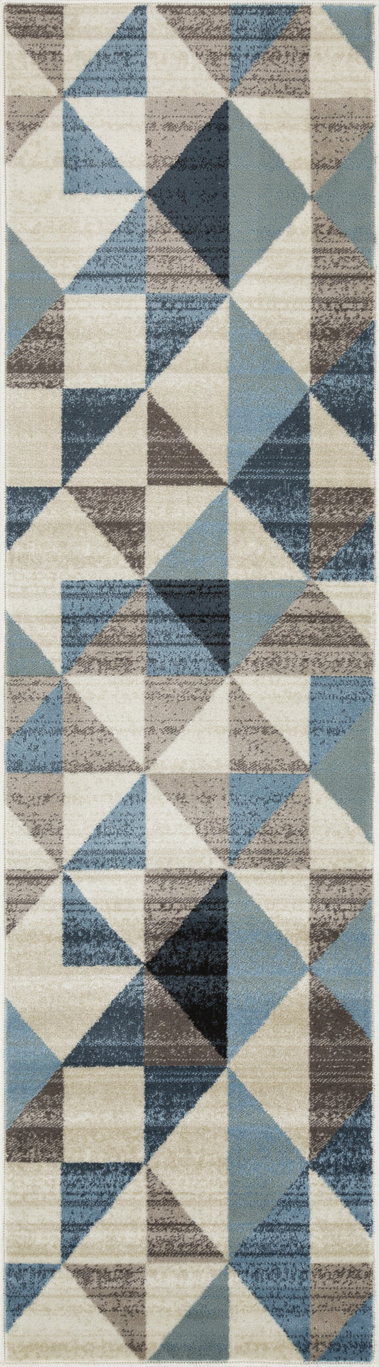 8' Runner Blue Geometric Runner Rug