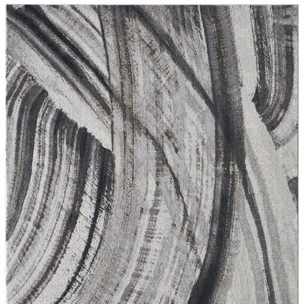 8' X 11' Gray and Ivory Abstract Area Rug