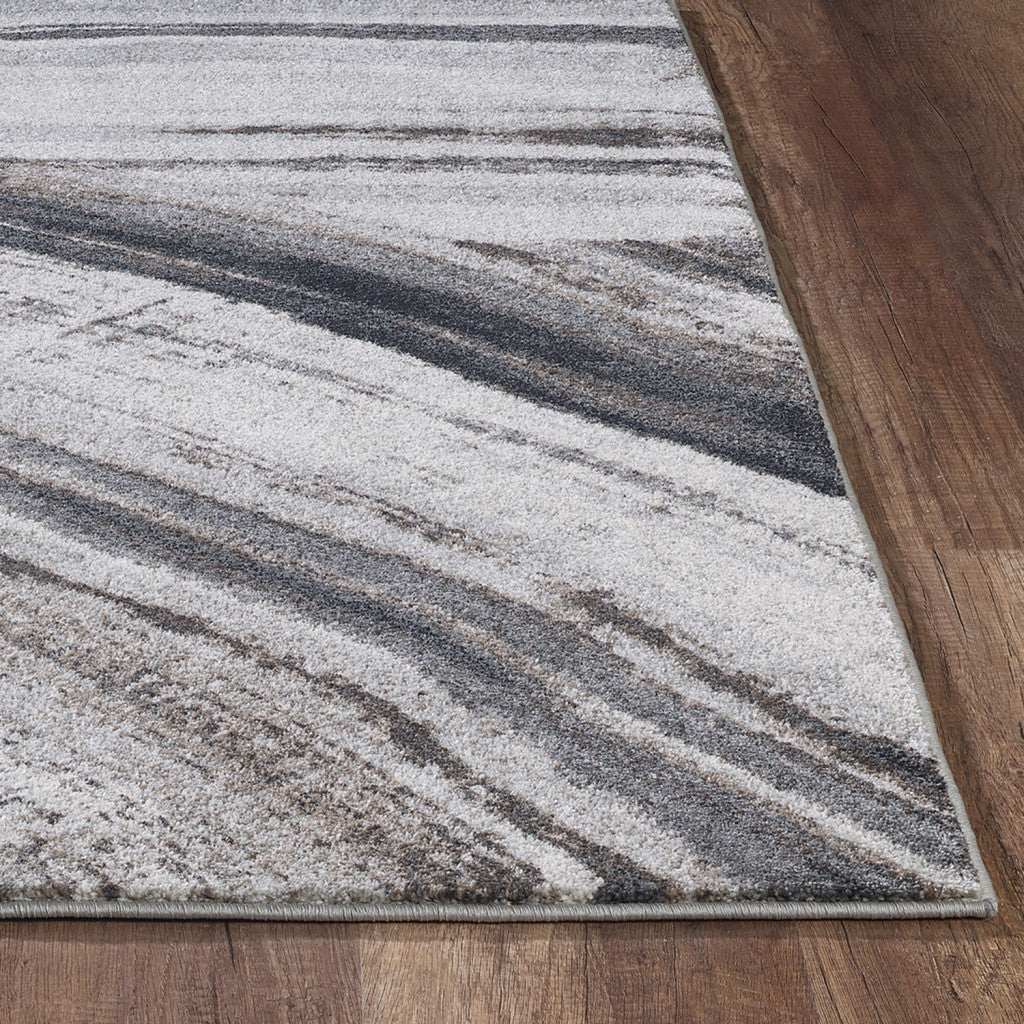 8' x 11' Gray and Ivory Abstract Area Rug
