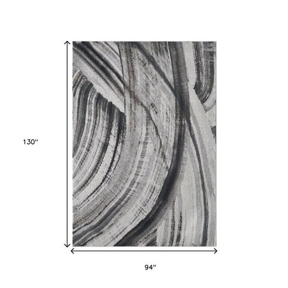 8' X 11' Gray and Ivory Abstract Area Rug