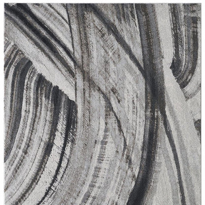 10' X 13' Gray Ivory Abstract Strokes Modern Area Rug