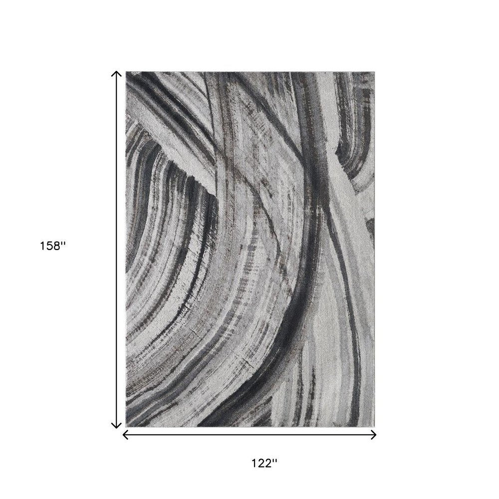 10' X 13' Gray Ivory Abstract Strokes Modern Area Rug