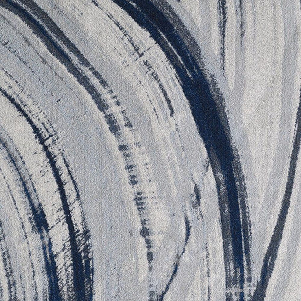 3' X 5' Ivory and Blue Abstract Area Rug