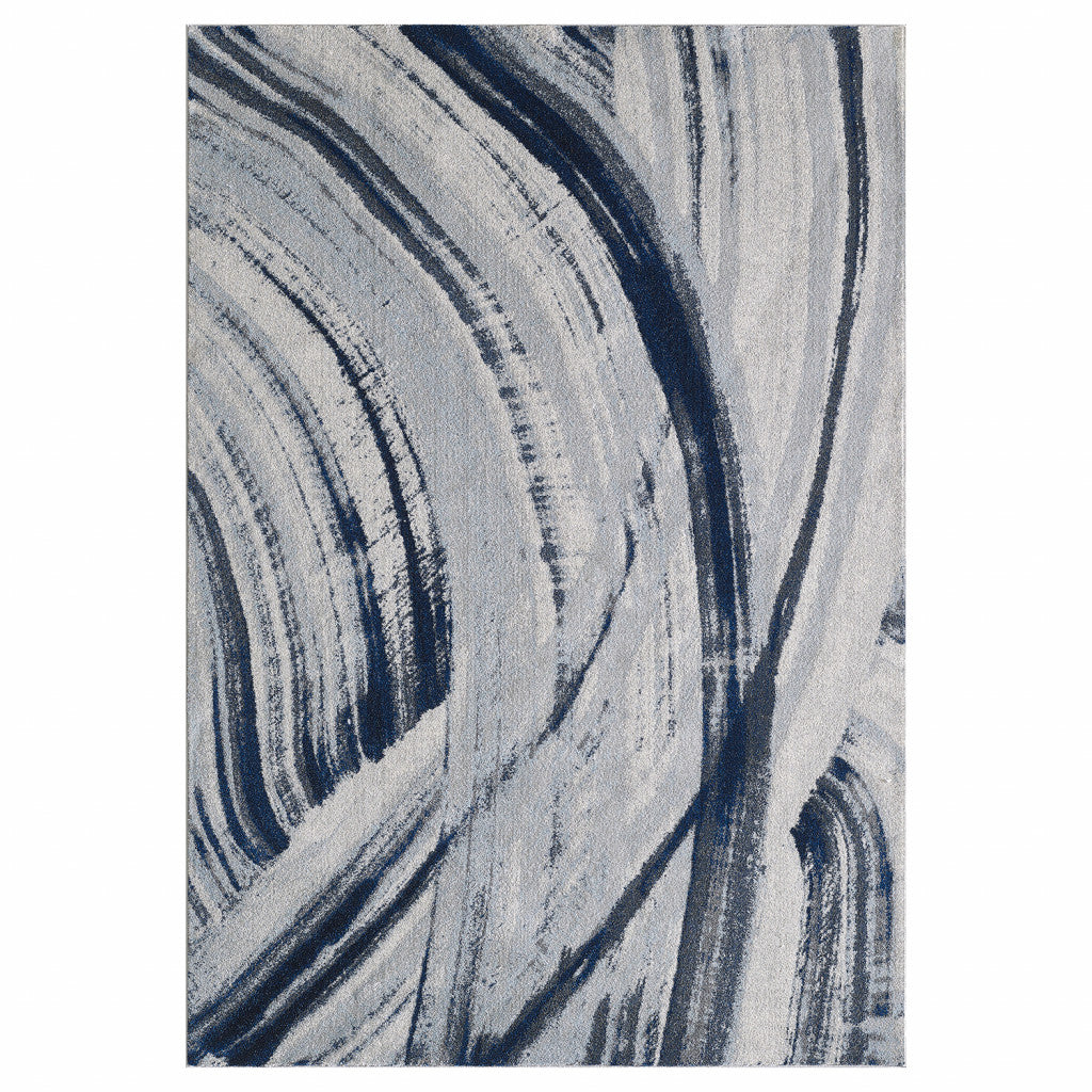 5' X 8' Ivory and Blue Abstract Area Rug