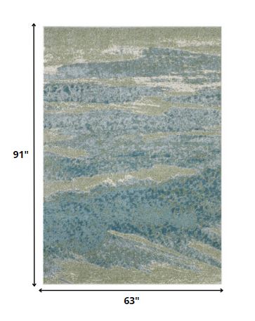 5' X 8' Blue Abstract Area Rug