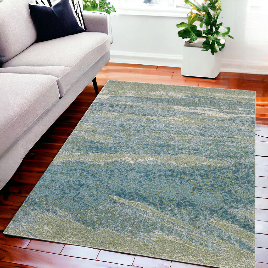 5' X 8' Blue Abstract Area Rug