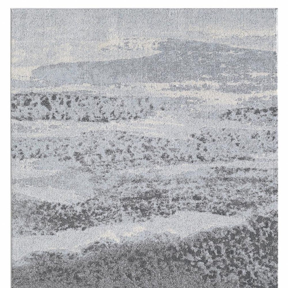 3' X 5' Blue and Gray Abstract Area Rug