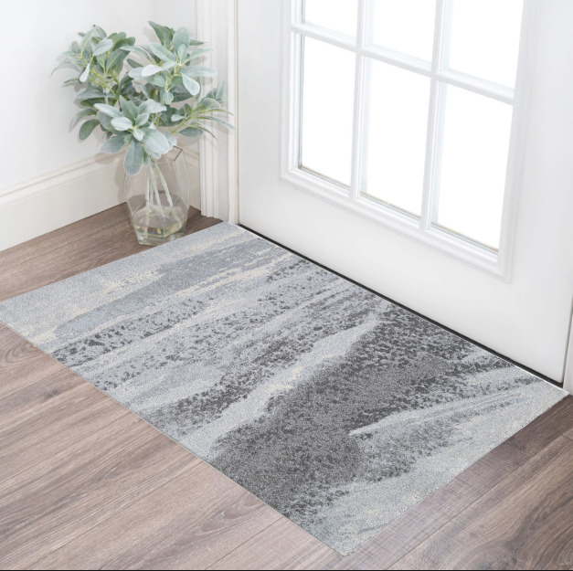 3' X 5' Blue and Gray Abstract Area Rug