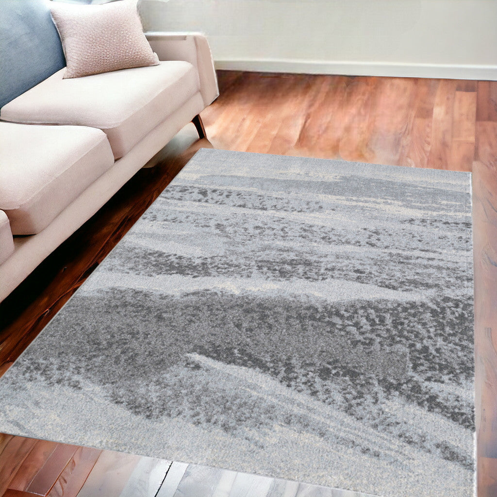 5' X 8' Blue and Gray Abstract Area Rug