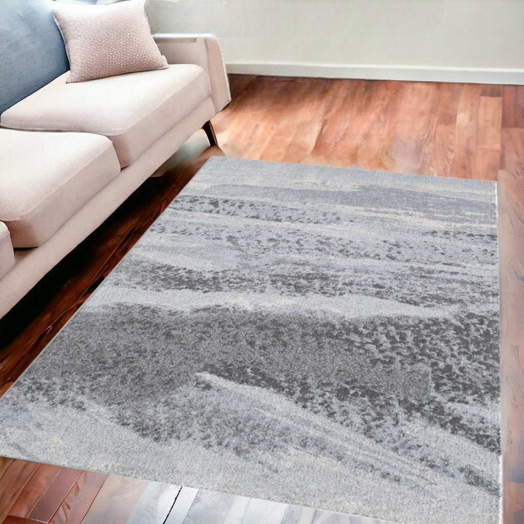 5' x 8' Blue and Gray Abstract Area Rug