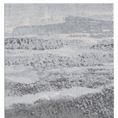 5' X 8' Blue and Gray Abstract Area Rug