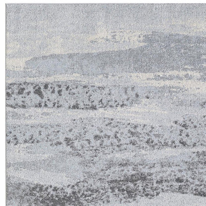 7' X 10' Blue and Gray Abstract Area Rug