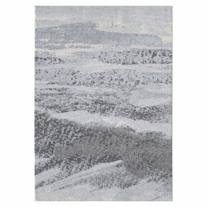 10' X 13' Blue Gray Abstract Mist Modern Area Rug