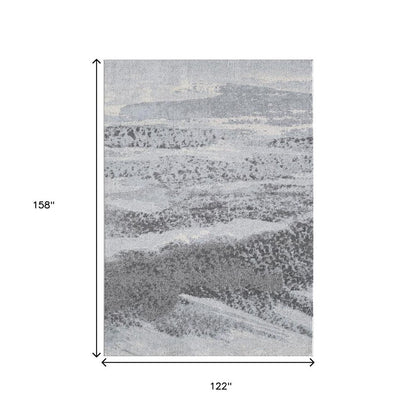 10' X 13' Blue Gray Abstract Mist Modern Area Rug