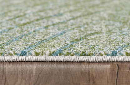 5' X 8' Beige Blue And Sage Abstract Area Rug