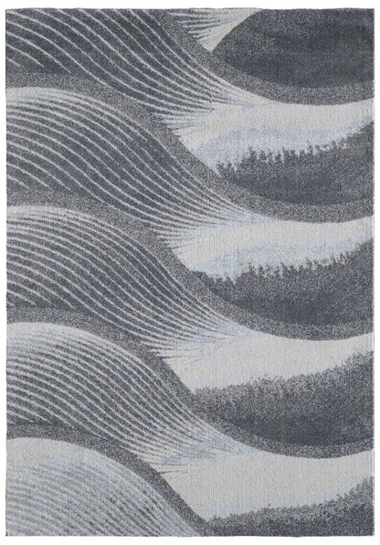 3' X 5' Blue and Gray Abstract Area Rug