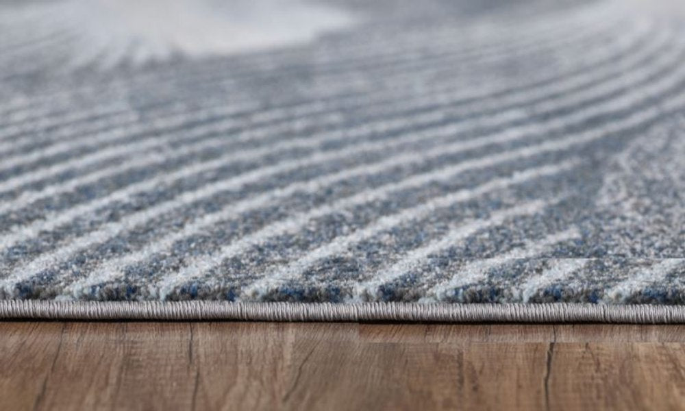 3' X 5' Blue and Gray Abstract Area Rug