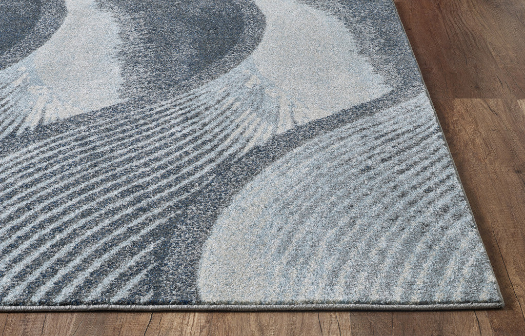 7' X 10' Blue and Gray Abstract Area Rug