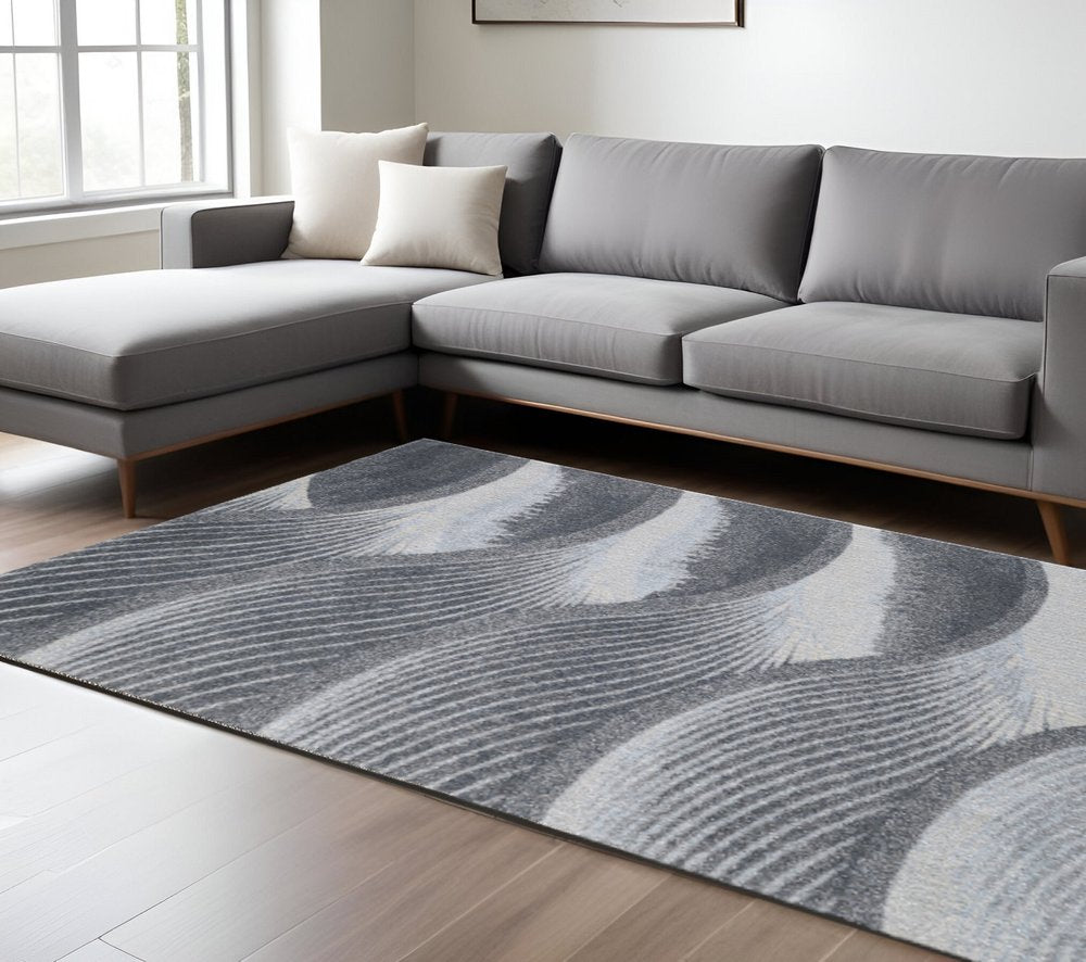 8' X 11' Blue and Gray Abstract Area Rug