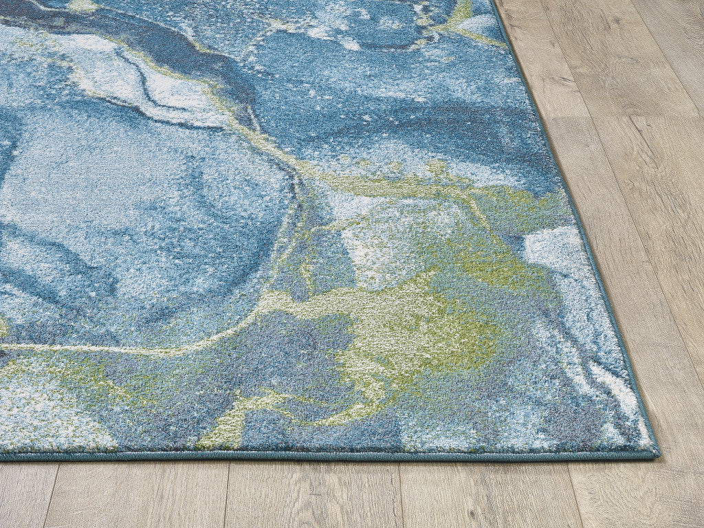 5' X 8' Teal Blue Abstract Area Rug