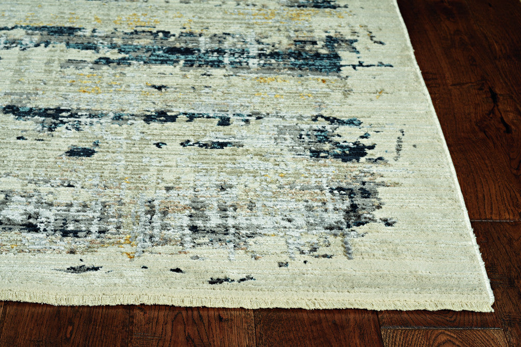 8' Runner Blue Abstract Runner Rug