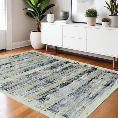 4' X 6' Blue And Gray Abstract Area Rug