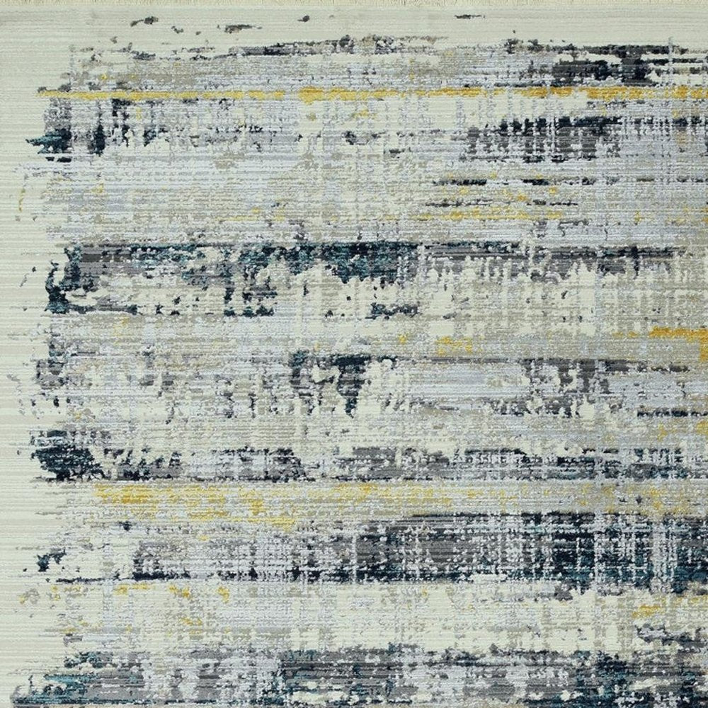 4' X 6' Blue And Gray Abstract Area Rug