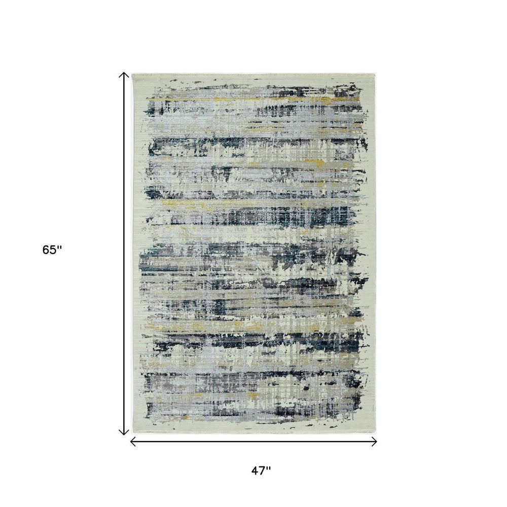4' X 6' Blue And Gray Abstract Area Rug