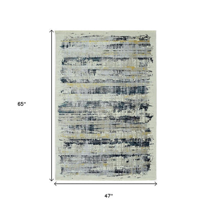4' X 6' Blue And Gray Abstract Area Rug
