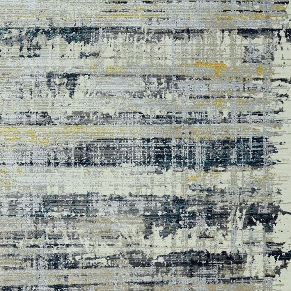 4' X 6' Blue And Gray Abstract Area Rug