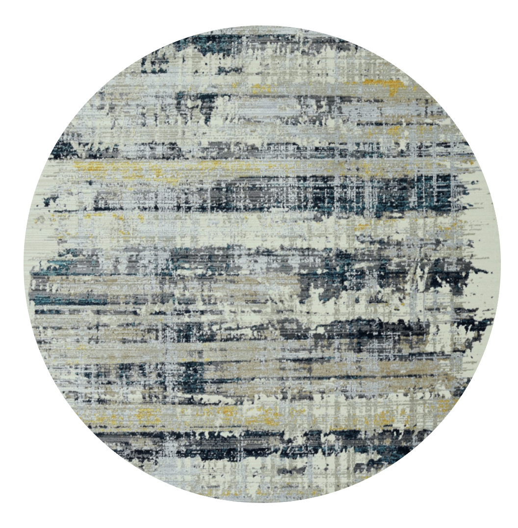 8' Blue Round Abstract Area Rug