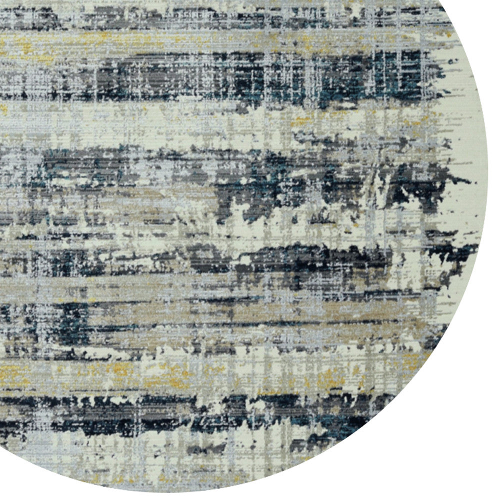 8' Blue Round Abstract Area Rug