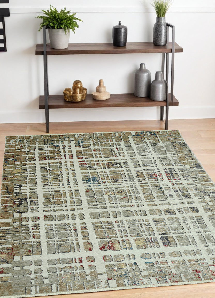 4' x 6' Ivory Abstract Area Rug