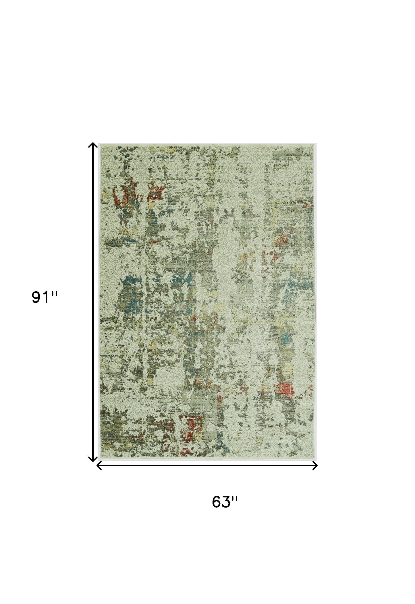 5' X 8' Ivory Abstract Area Rug