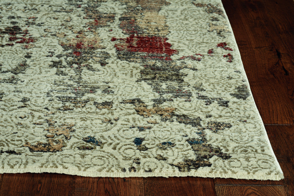 9' X 13' Ivory Abstract Area Rug